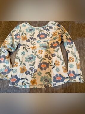 Carter's Cream Long-Sleeve Floral Tee with Blue, Mustard, and Coral Flowers